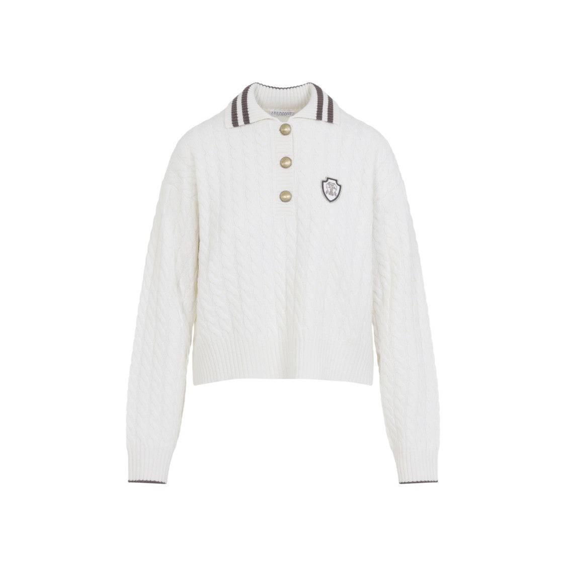 Brunello Cucinelli Cropped Cable Knit Cashmere Sweater