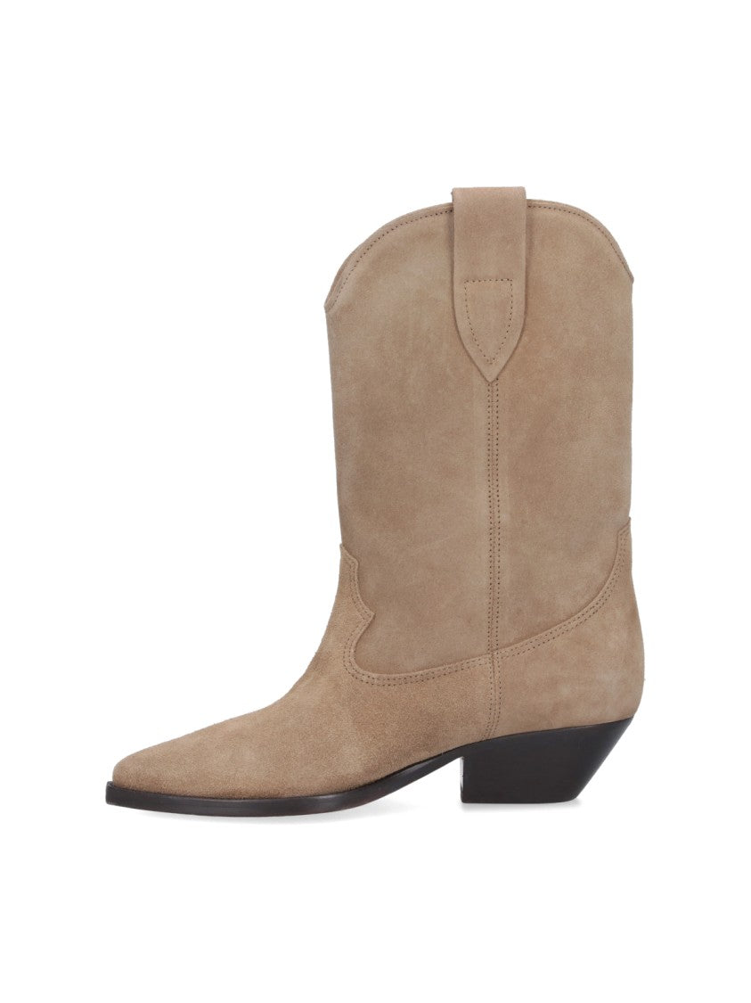 Isabel Marant Mid-Height Suede Western Boots With Pointed Toe And Block Heel