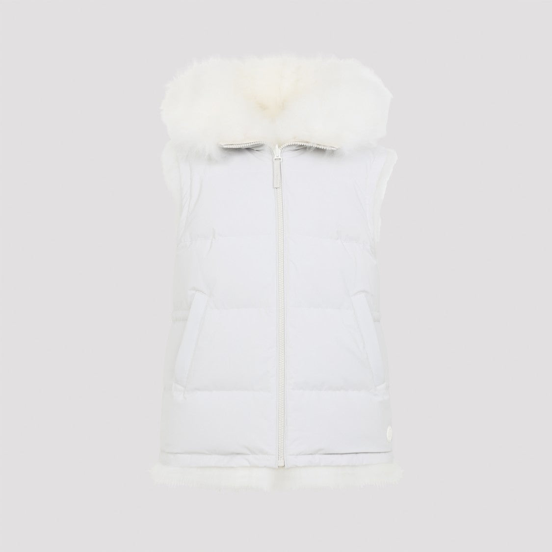 Yves Salomon Double-Faced White Lamb Gilet With Quilted Design