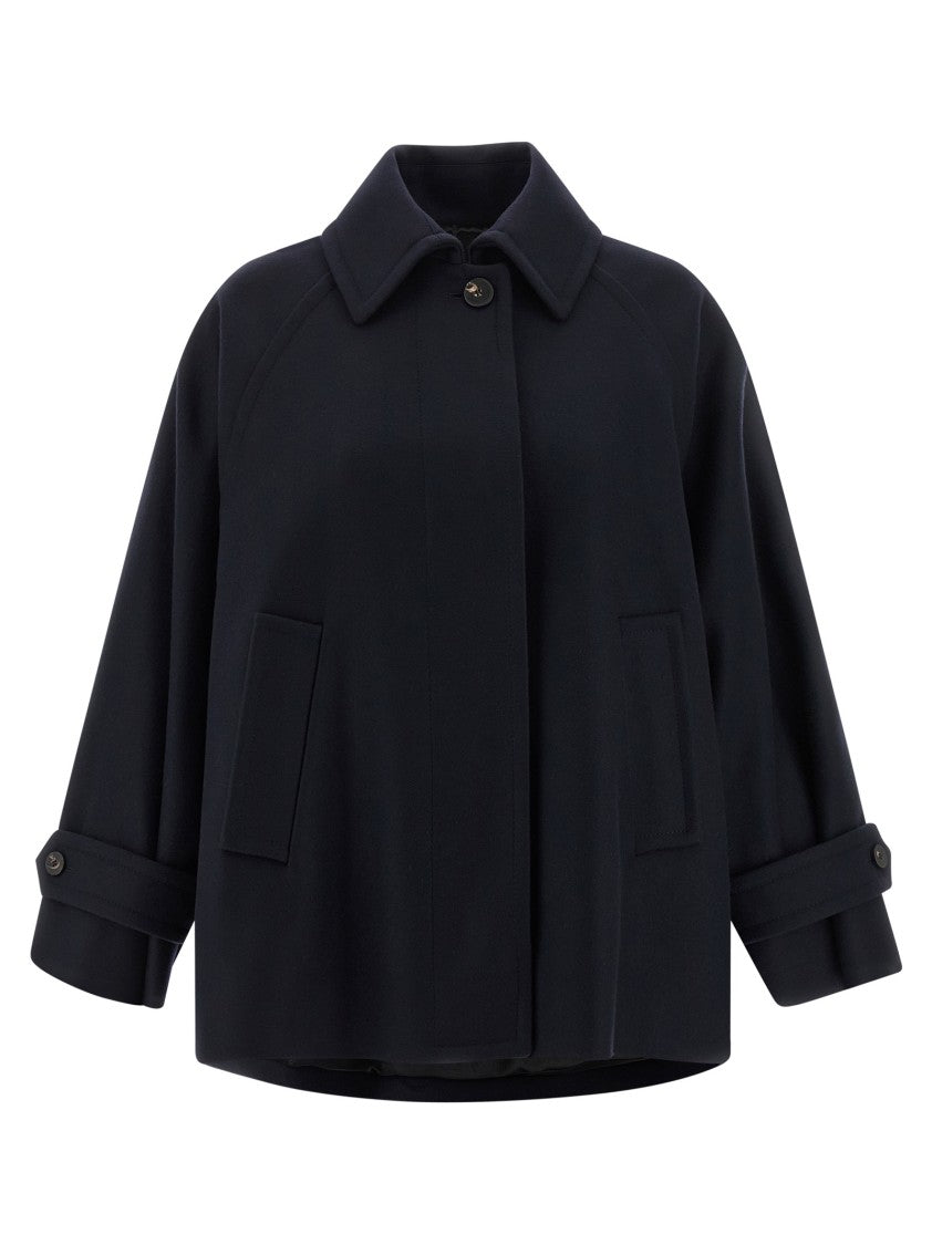 Alberto Biani Wool Blend Caban With Bat Sleeves
