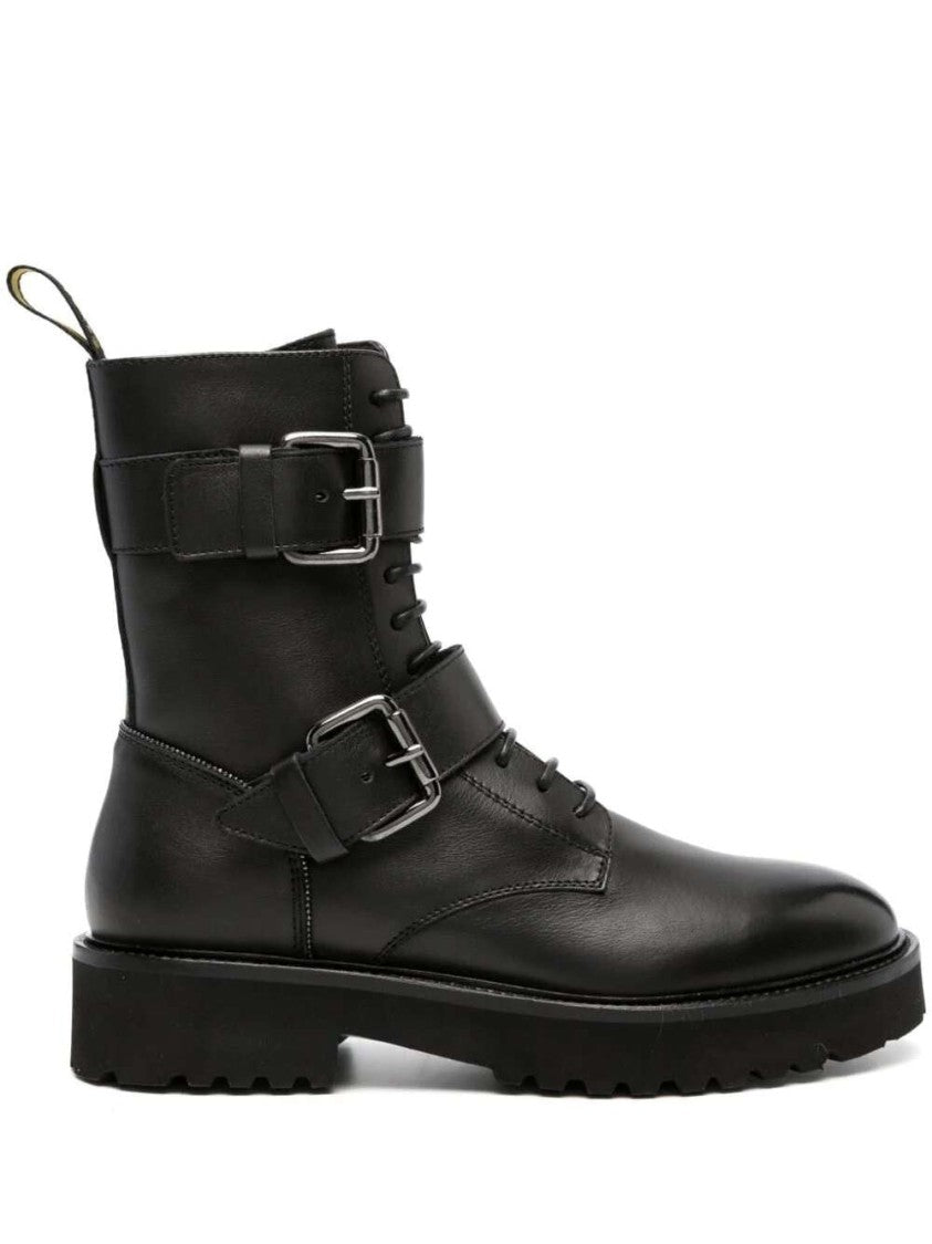 Doucal's Buckled Lace-Up Leather Boots
