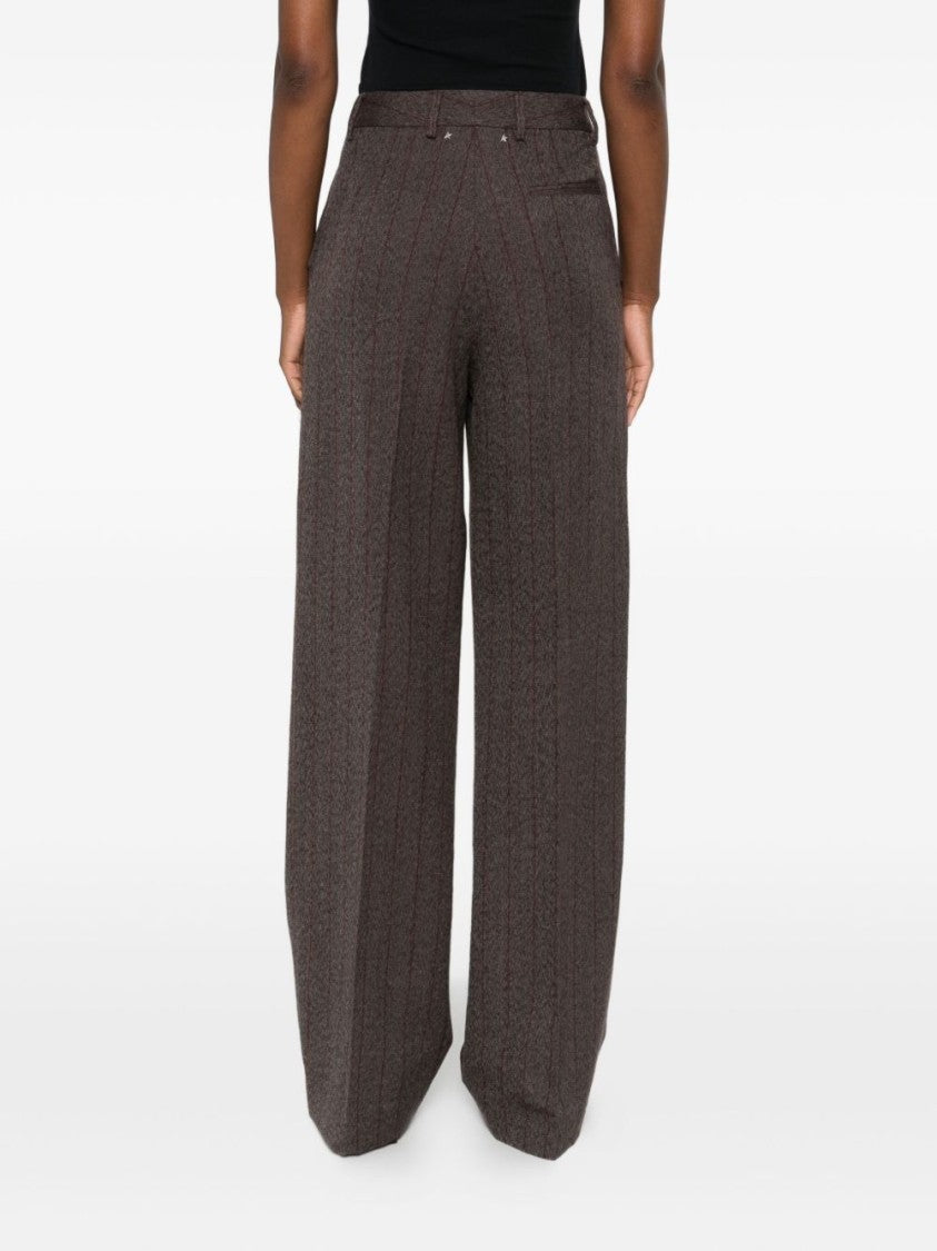 Golden Goose Wide-Leg Brown Trousers With High Waist
