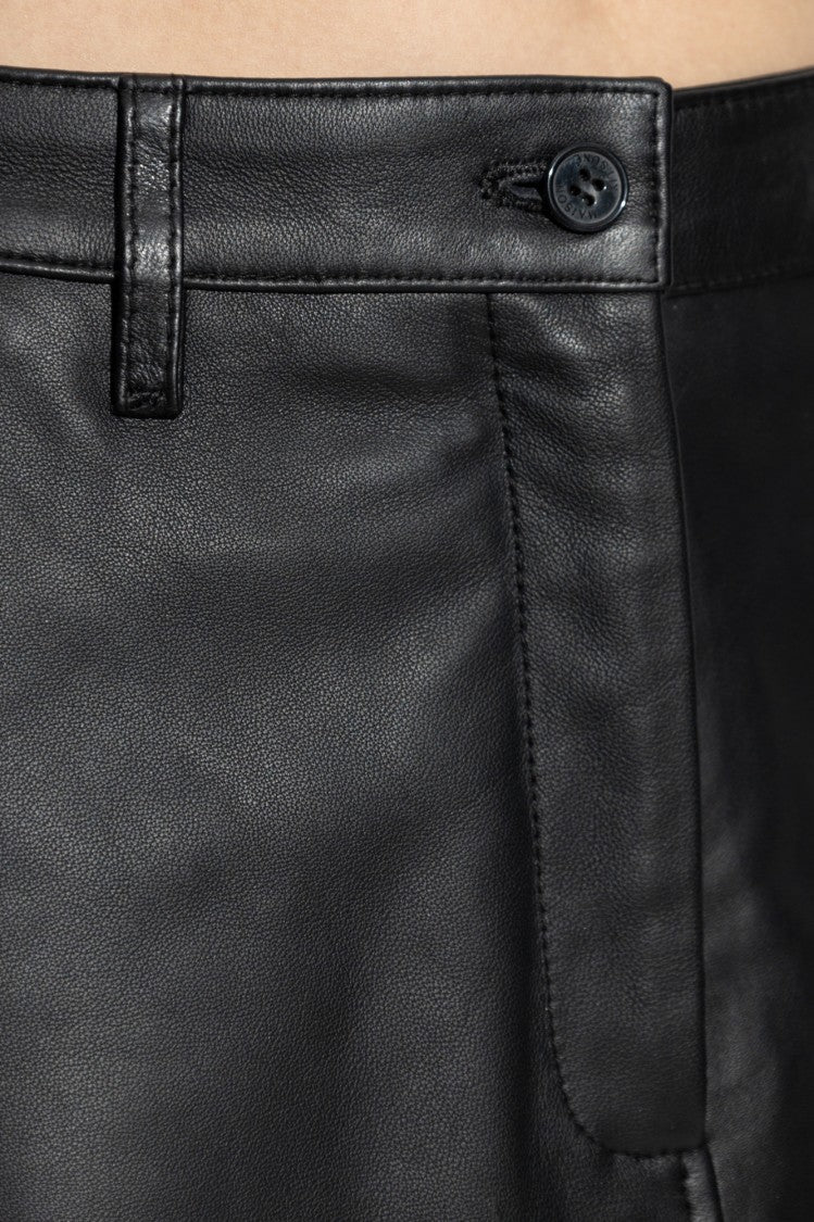 Maison Kitsuné Short Flared Black Lamb Leather Skirt
