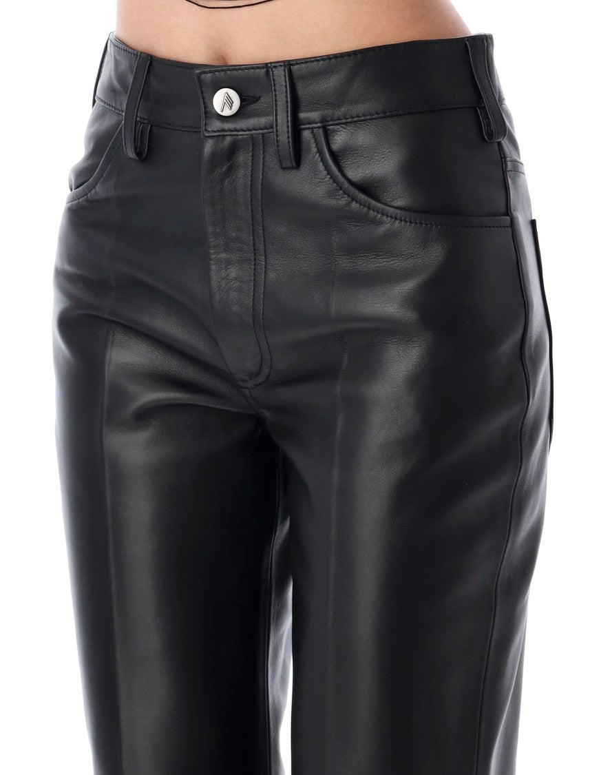 The Attico High-Waisted Black Leather Pants