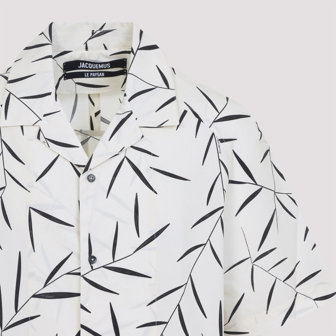 Jacquemus Short-Sleeve Abstract Leaf Print Cotton Shirt