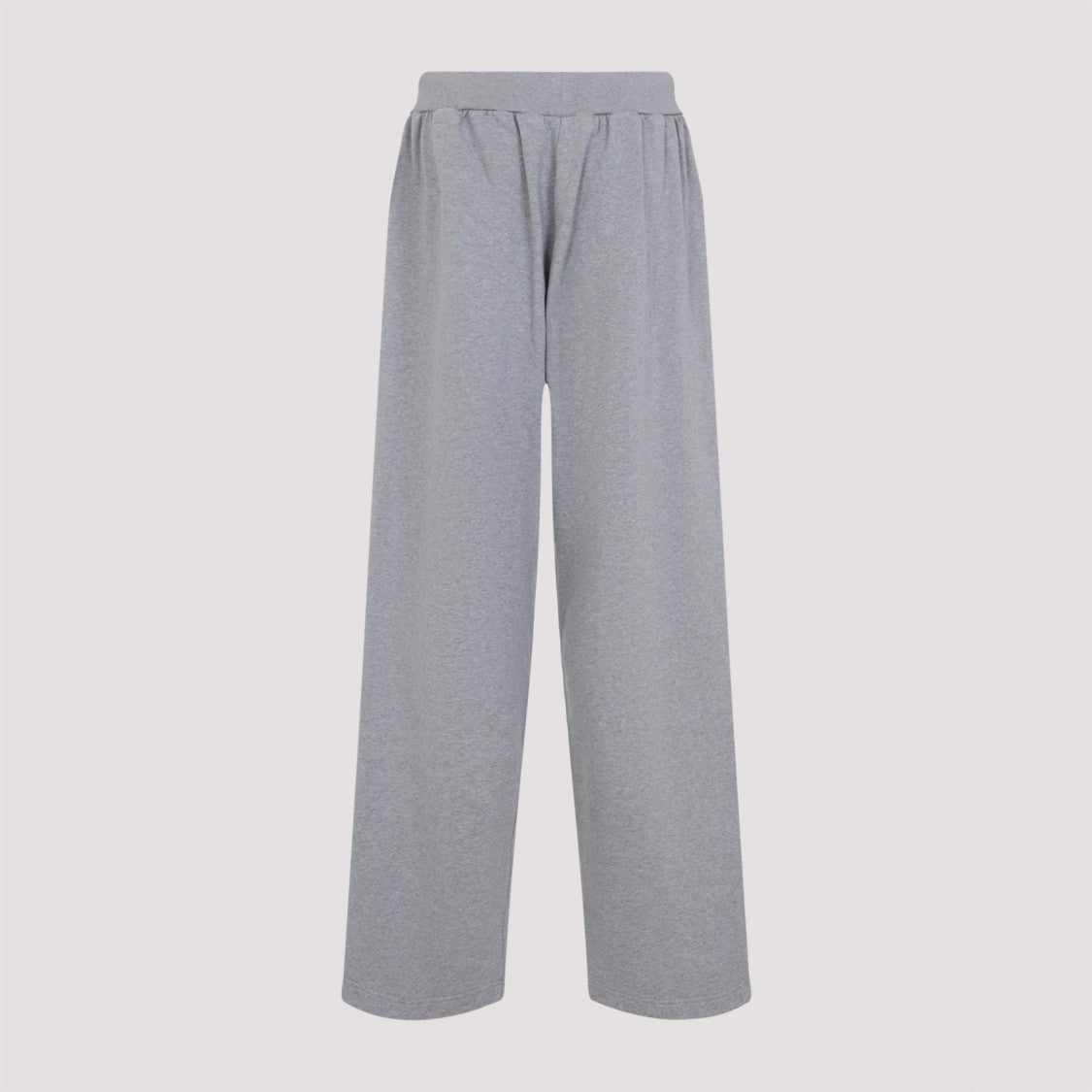 Balenciaga Wide Leg Grey Pants With Embroidered Logo Patch
