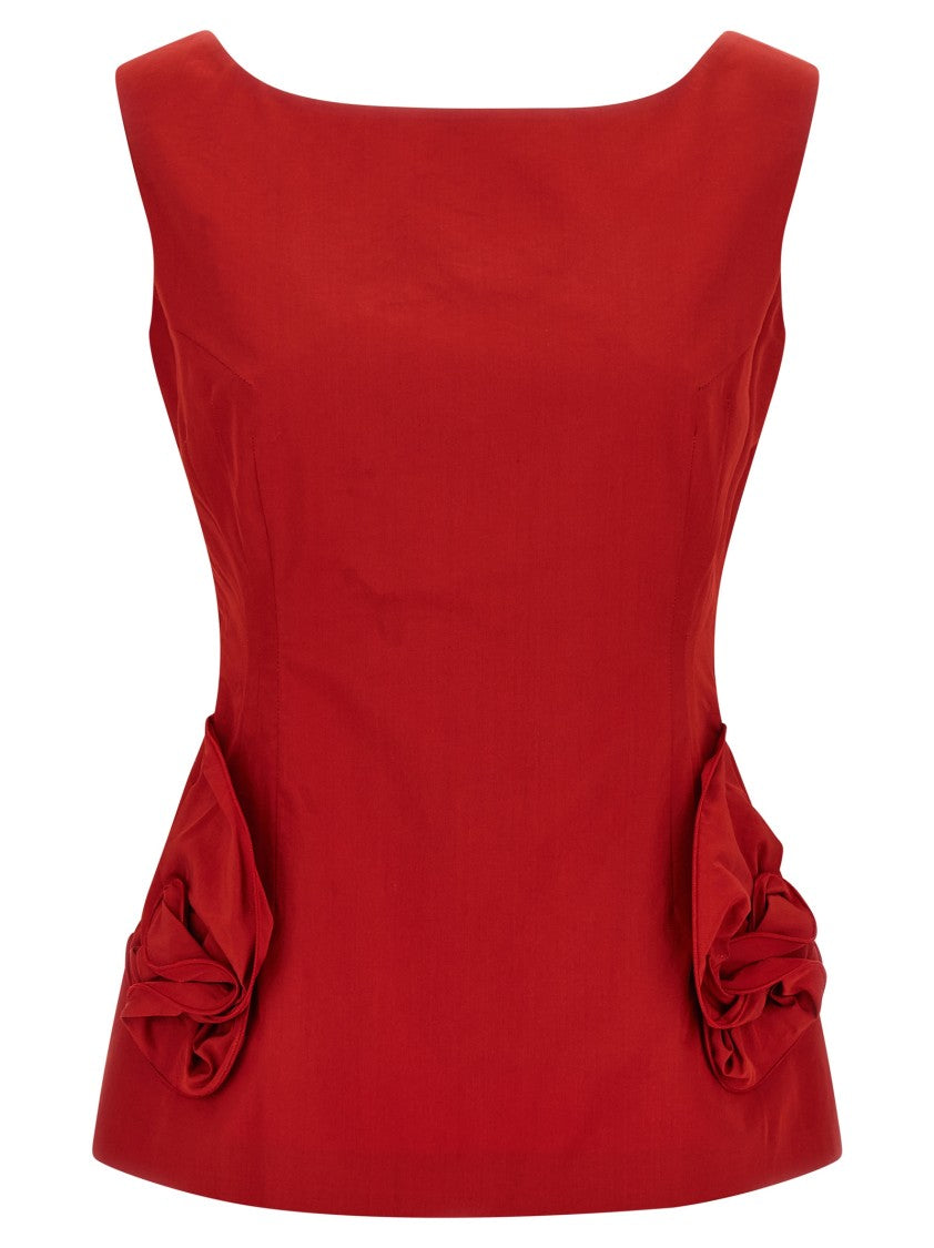 Magda Butrym Hourglass Silhouette Top With 3D Floral Pockets