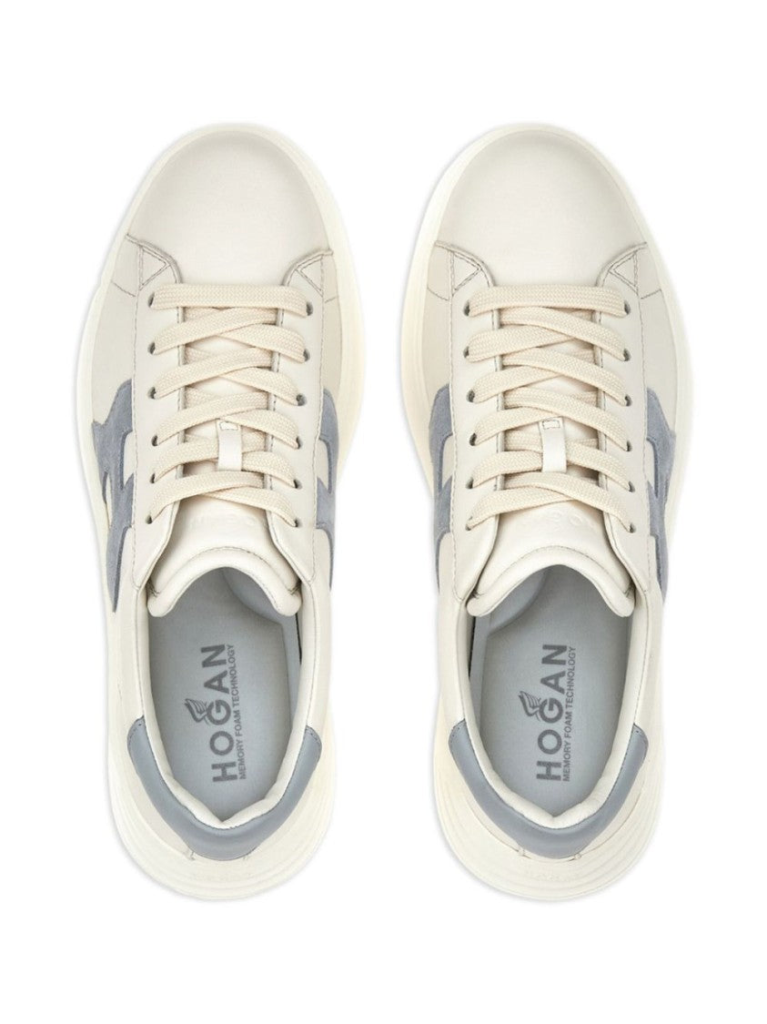 Hogan Beige Sneakers With Suede Accents And Sole