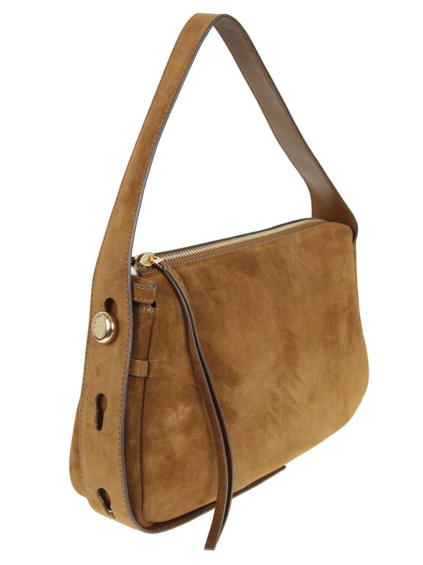 Tory Burch Brown Suede Romy Shopper With Gold-Tone Accents