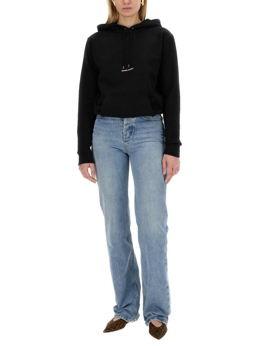 Saint Laurent Relaxed Fit Hoodie With Iconic Logo Print
