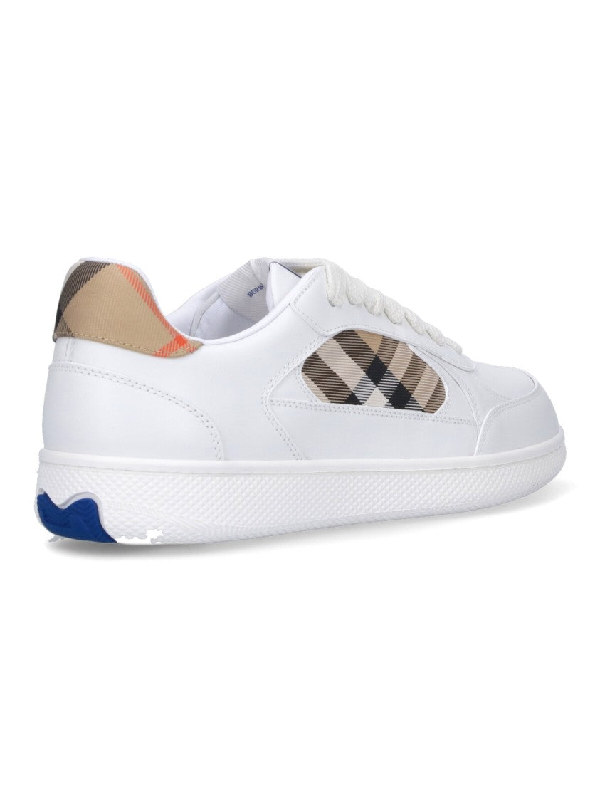 Burberry Calf Leather Sneakers With Iconic Check Pattern