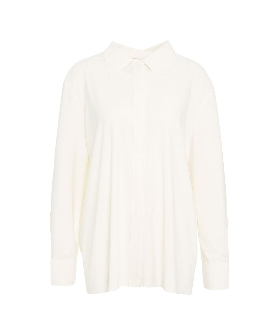 Norma Kamali Fluid-Fit Oversized Blouse With Classic Shirt Collar