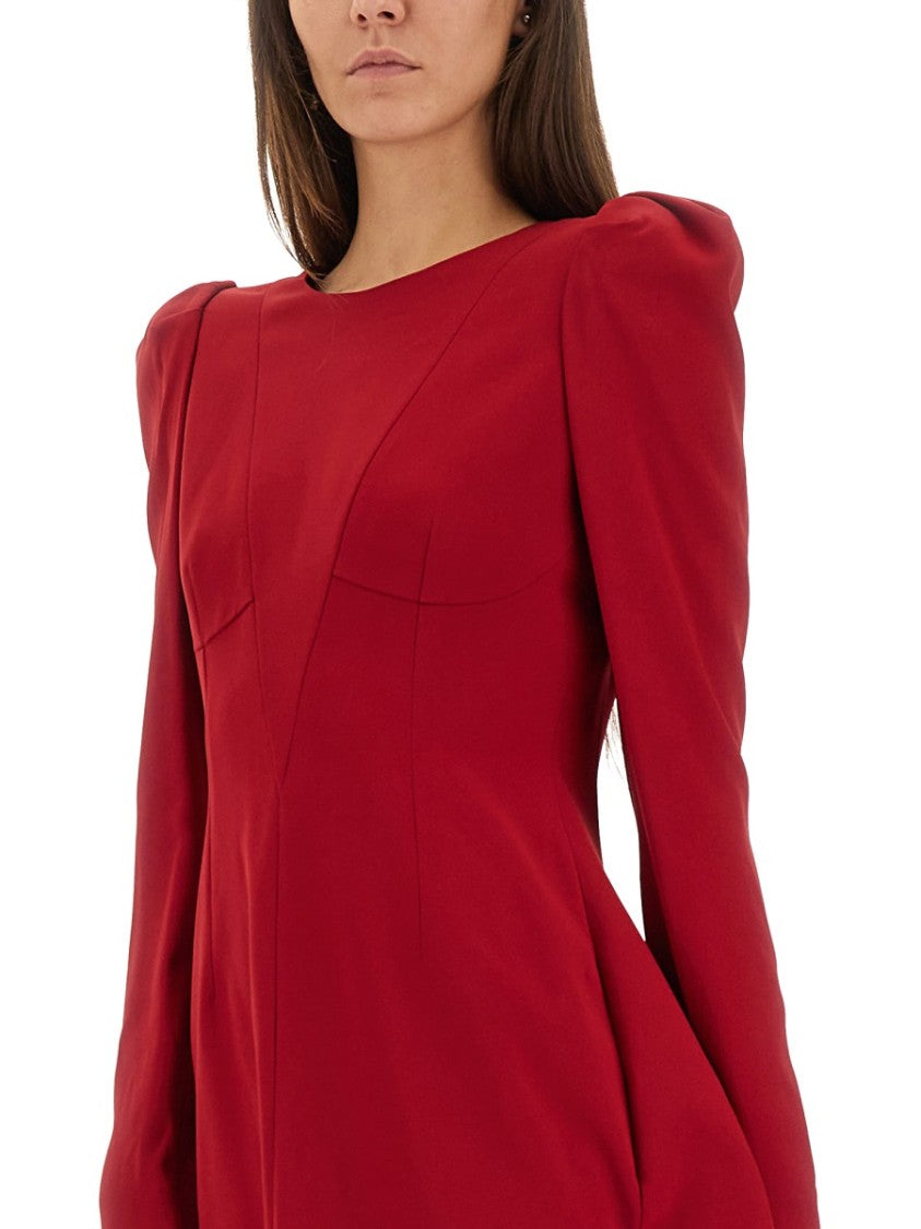 Alexander Mcqueen Fitted Flared Minidress With Structured Shoulders