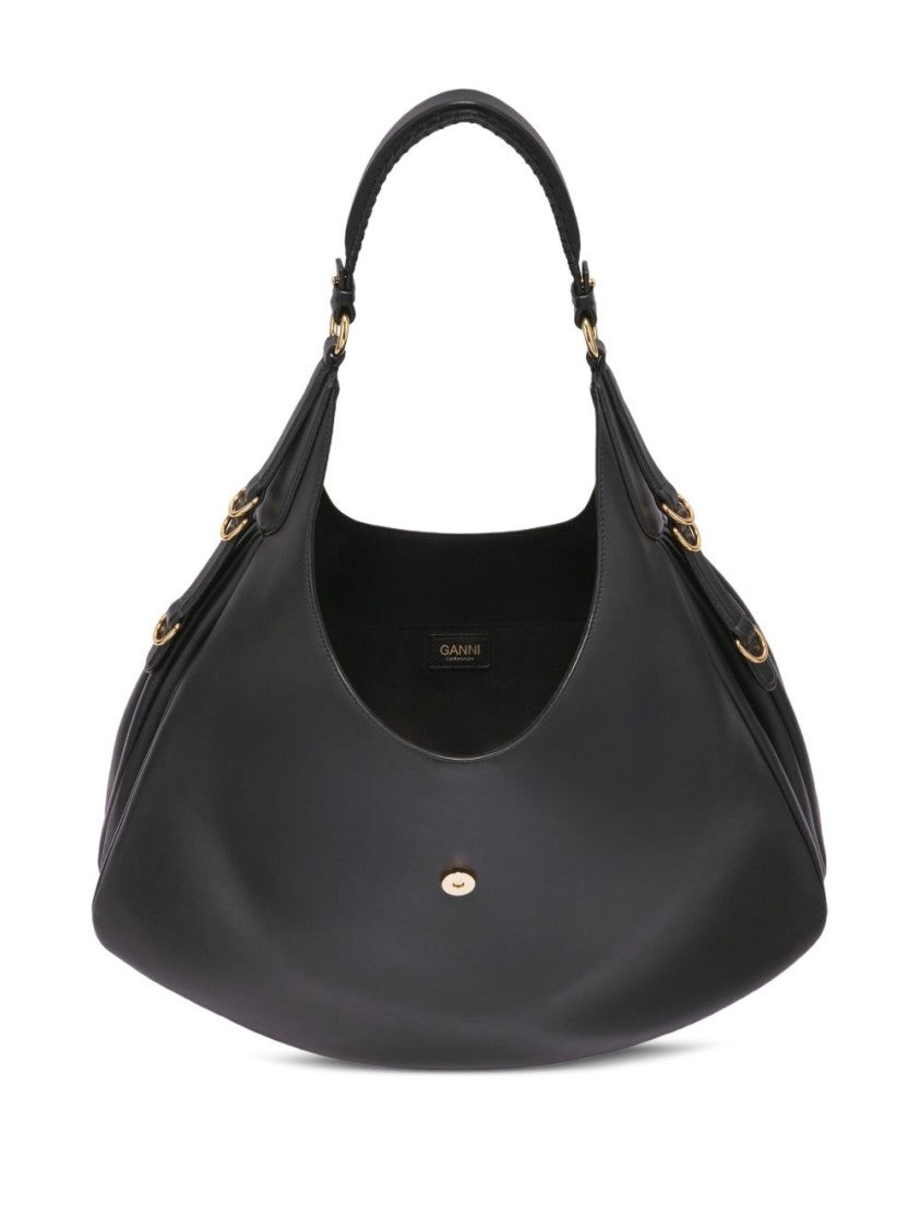 Ganni Curved Black Shoulder Bag