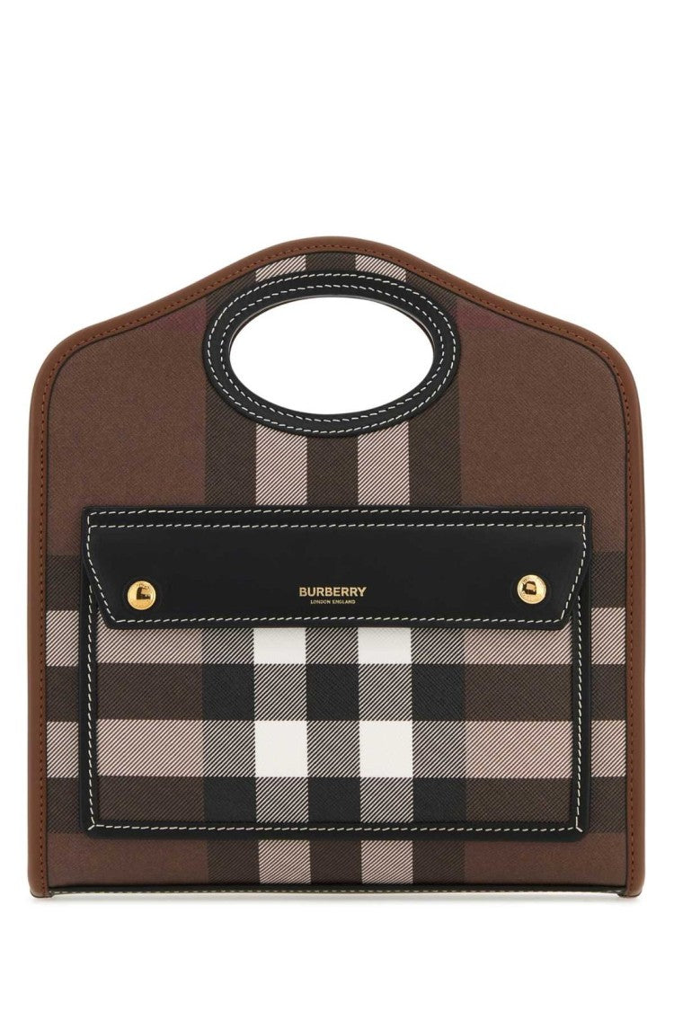 Burberry Structured Check Pattern Tote Bag