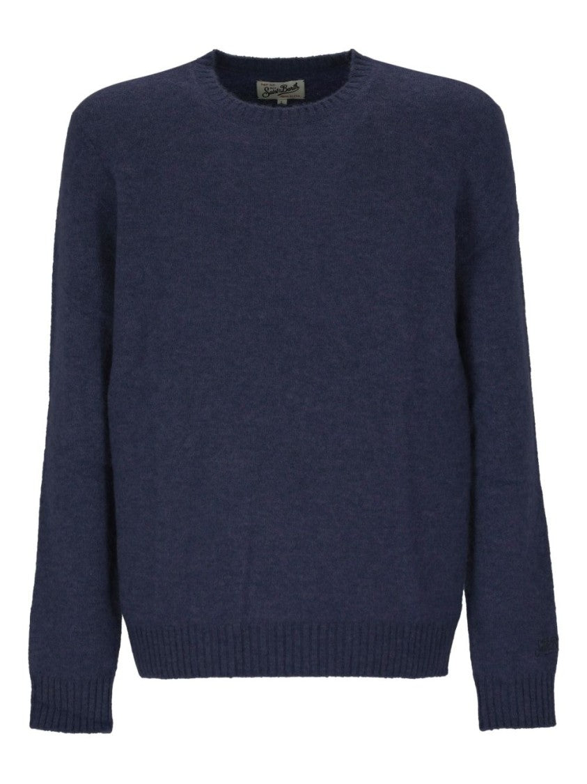 Mc2 Saint Barth Classic Crew Neck Sweater In Deep Navy Blue