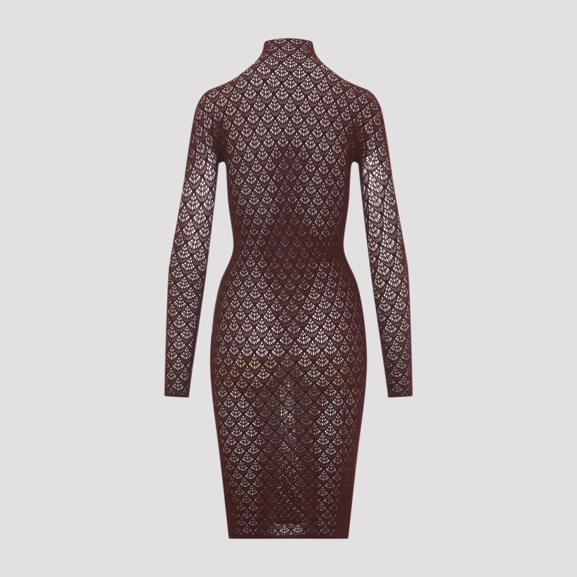 Wolford High-Neck Lace Midi Dress With Scallop Detail And Fitted Silhouette