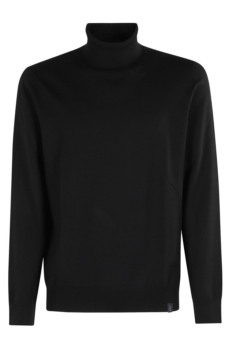 Fay High-Neck Wool Sweater With Long Sleeves