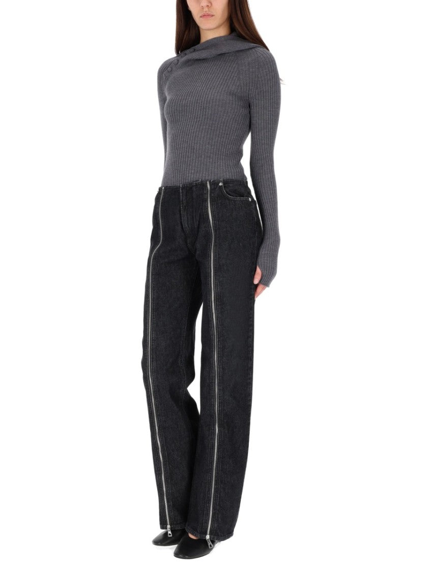 Jean Paul Gaultier Fitted Ribbed Merino Wool Sweater