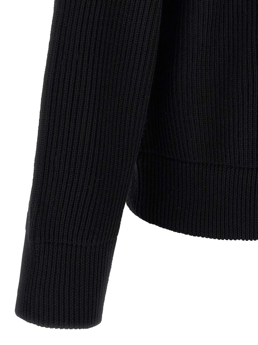 Roberto Collina High-Neck Ribbed Merino Wool Cardigan