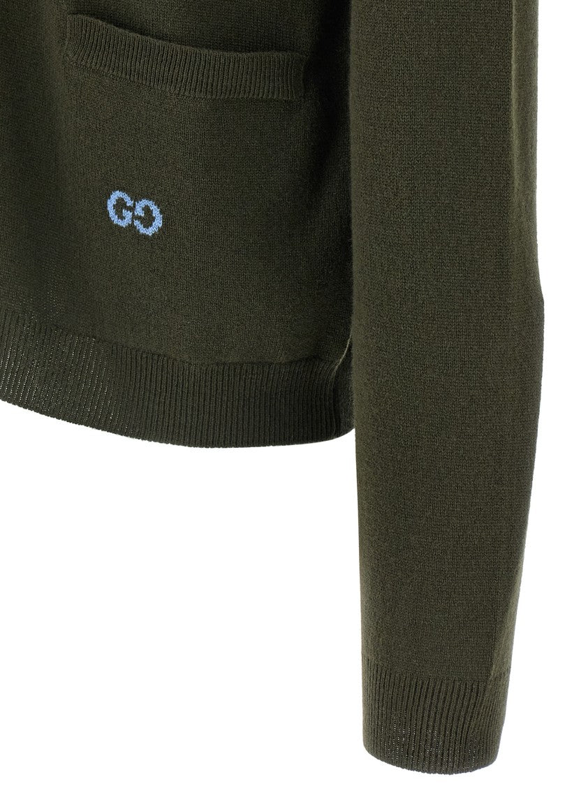 Gucci Fine Cashmere Cardigan With Multicolored Gg Intarsia