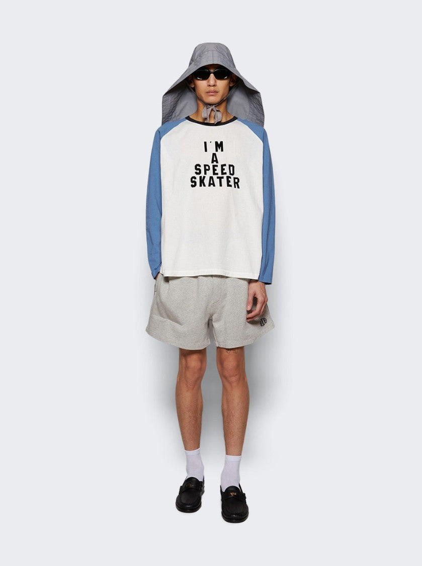 Bode Crew Side Stripe Sweat Shorts Heather Grey