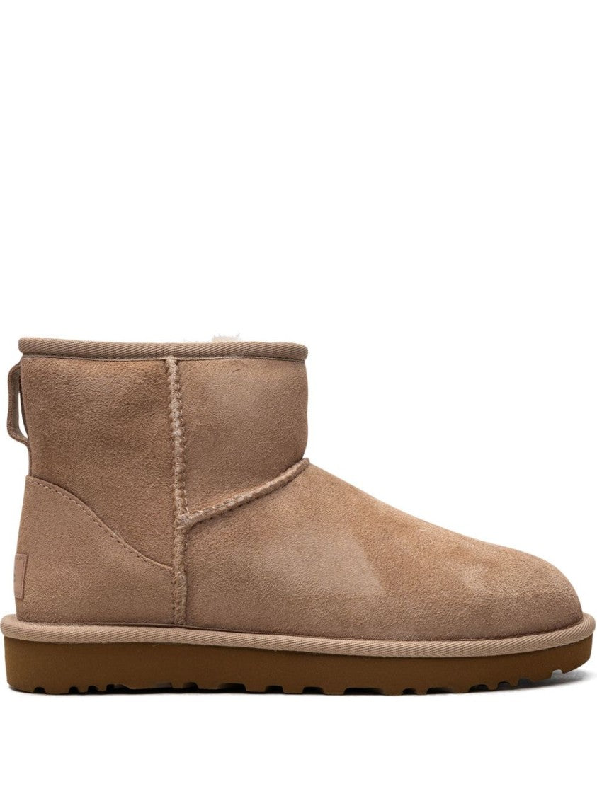 Ugg Slip-On Beige Ankle Boots With Sheepskin Lining