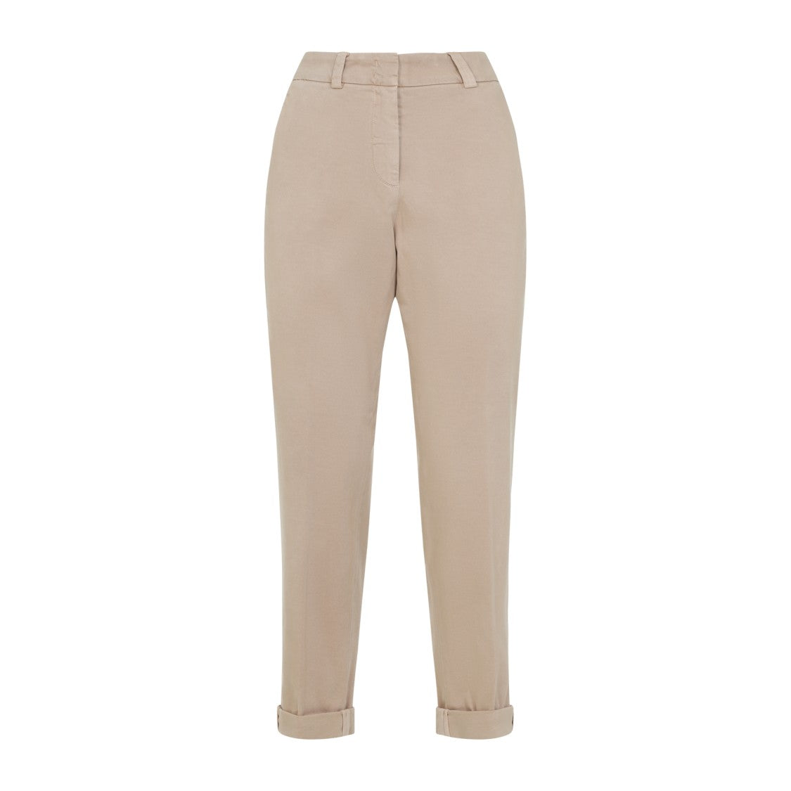 Peserico Beige Stretch Cotton Pants With Turn-Up Hems