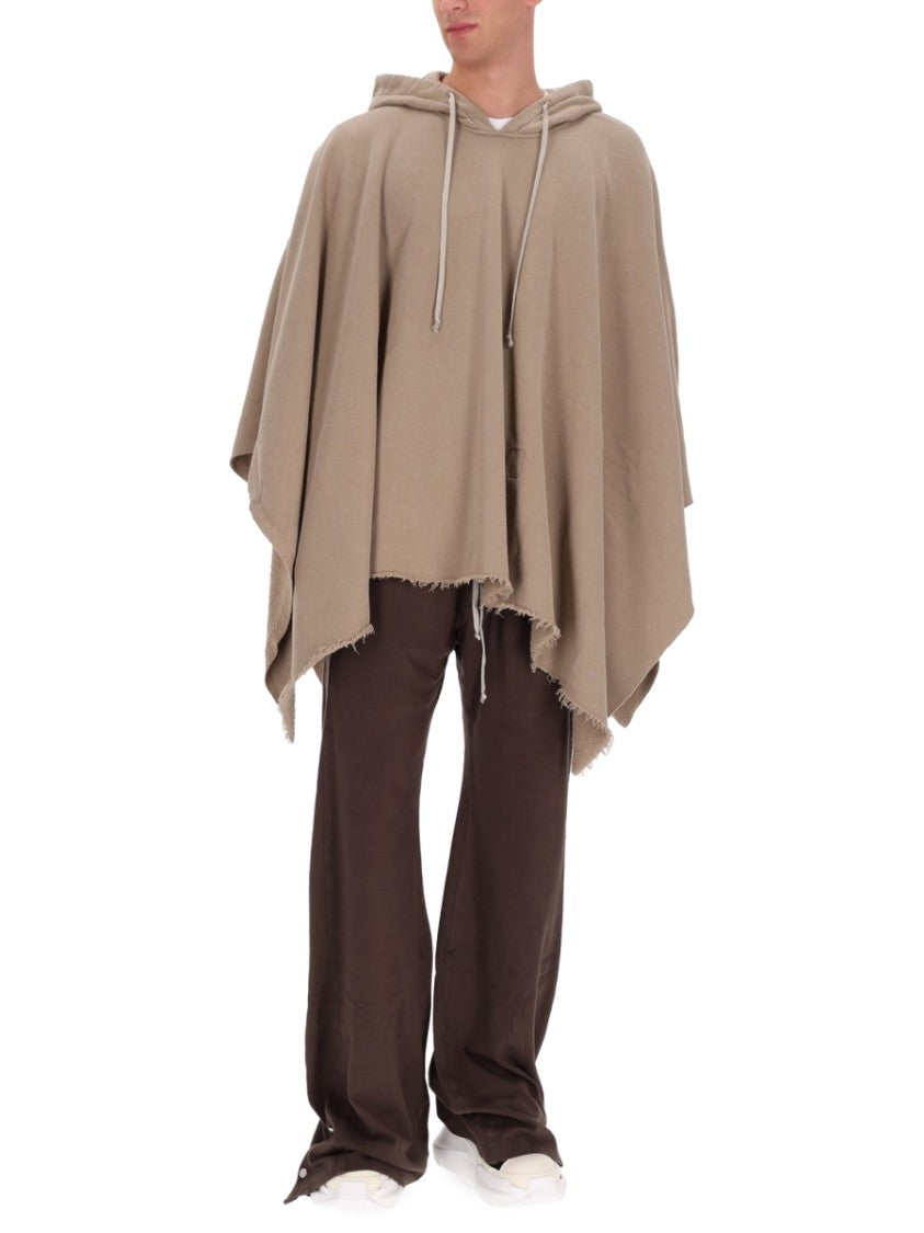 Drkshdw By Rick Owens Hooded Cotton Poncho Coat