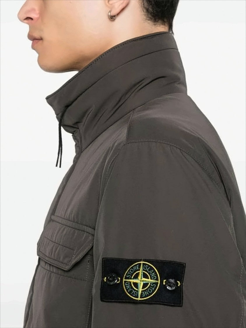 Stone Island High Stand Collar Padded Jacket With Utility Pockets