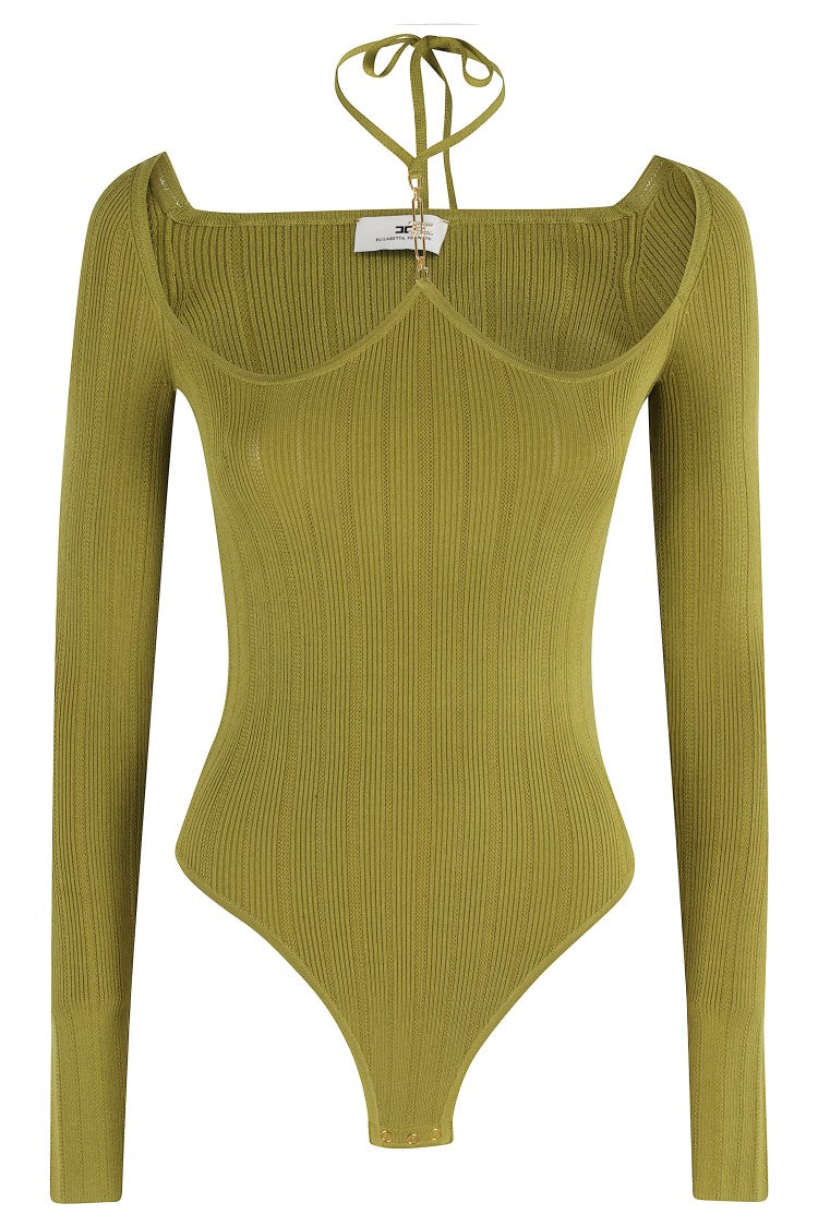 Elisabetta Franchi Tricot Body With Unique Neckline