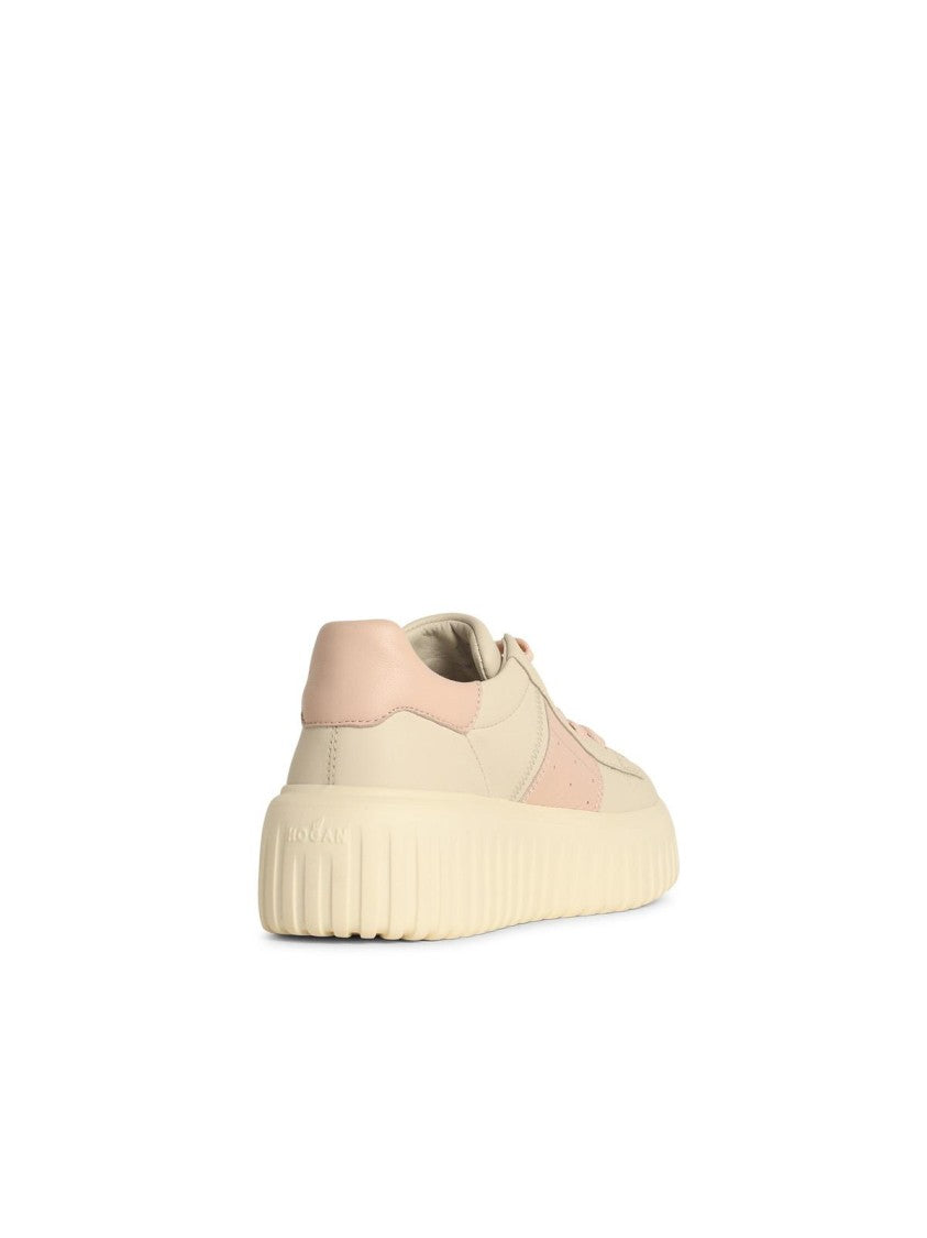 Hogan 'H Stripes' Ivory Leather Sneakers