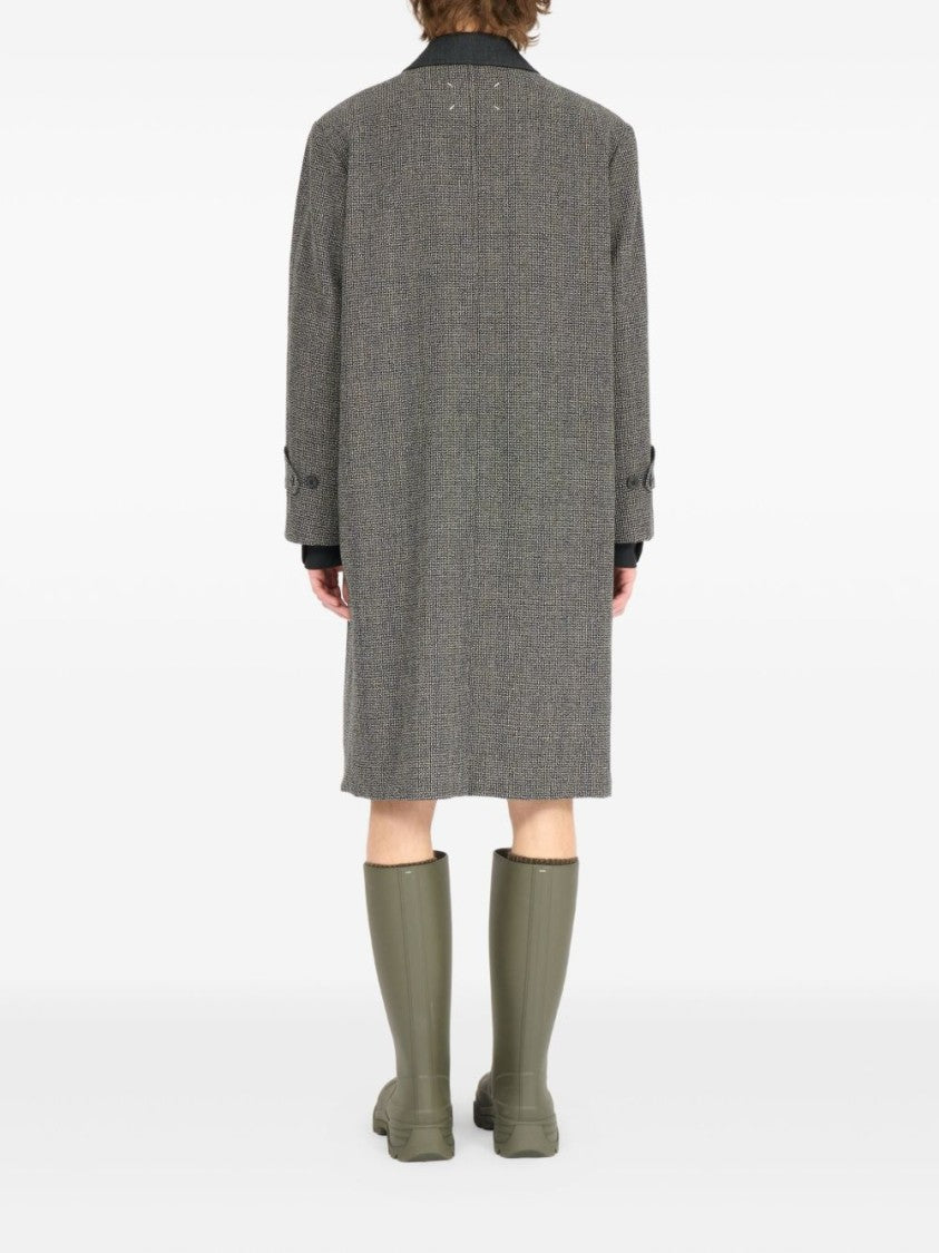Maison Margiela Mid-Length Gray Coat With Textured Fabric