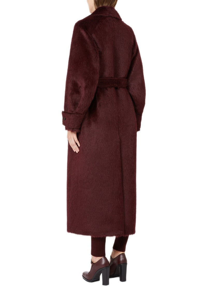 Max Mara Burgundy Long Coat With Tailored Silhouette