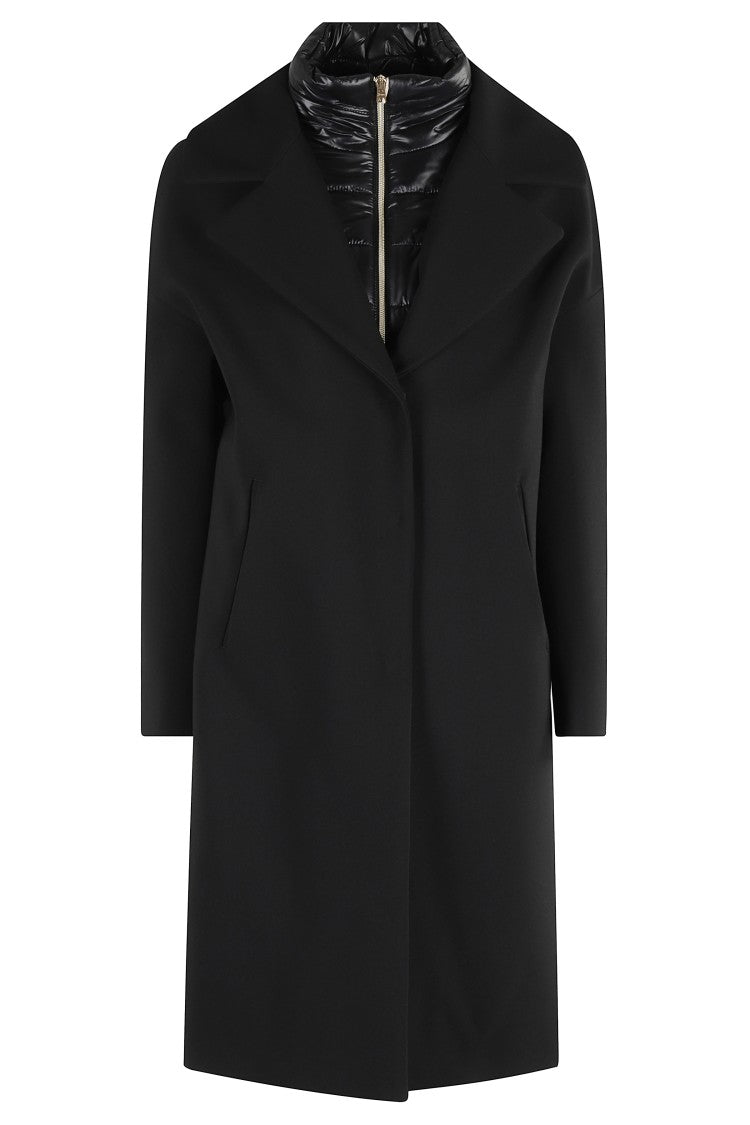 Herno Black Coat With Bib Insert