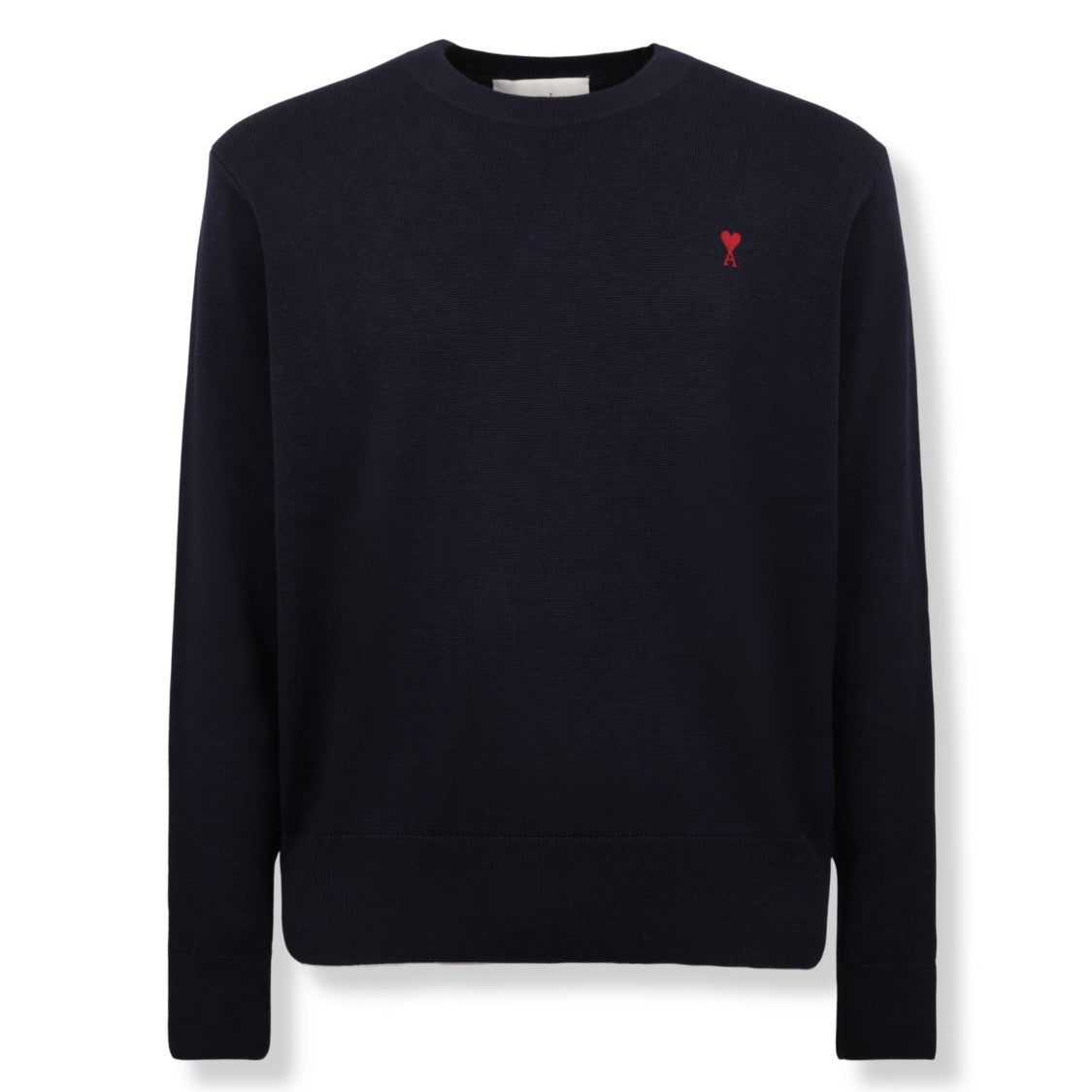 Ami Black Wool Crewneck Sweater With Logo Embroidery