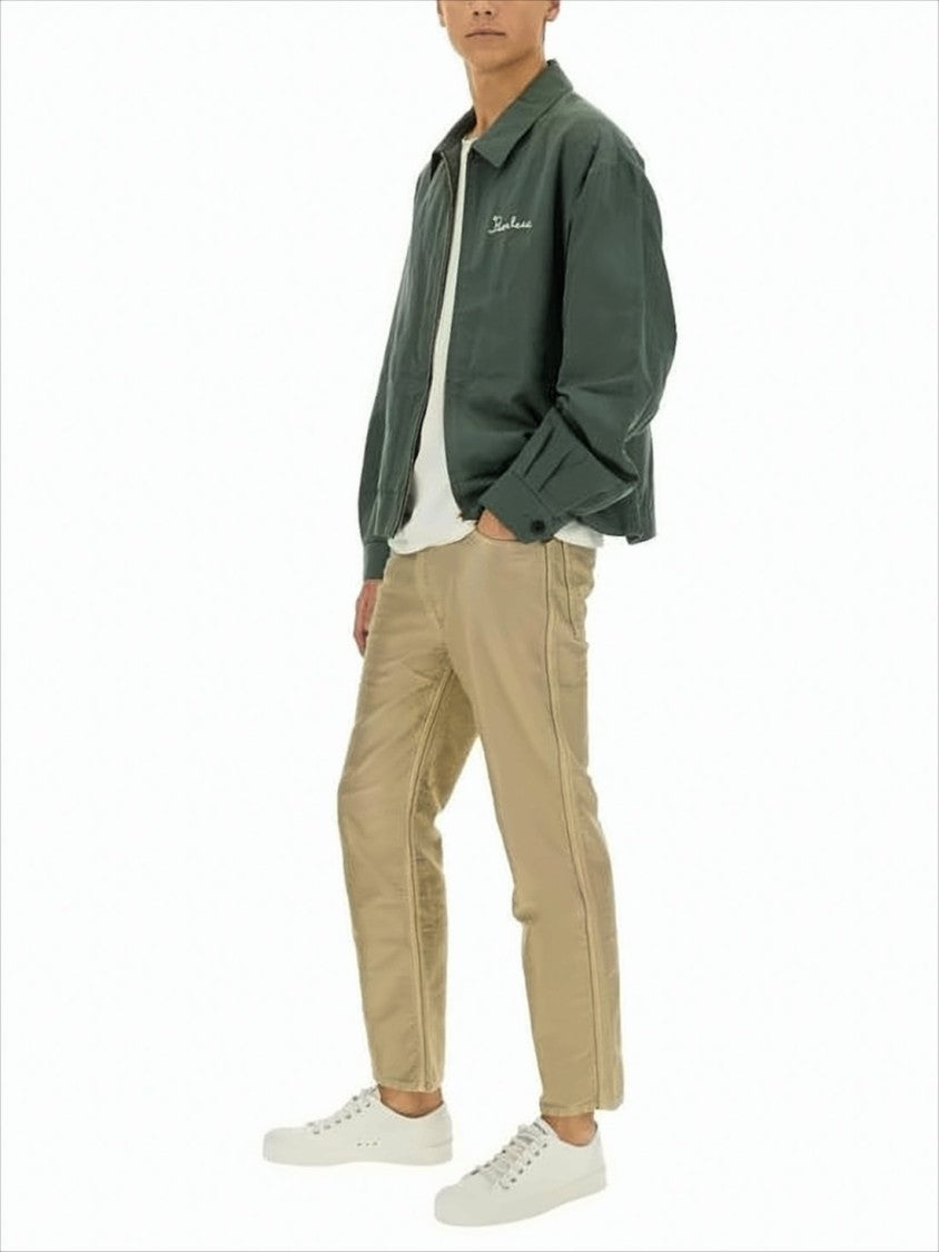 Visvim Boxy Cropped Jacket With Classic Collar And Embroidered Detail