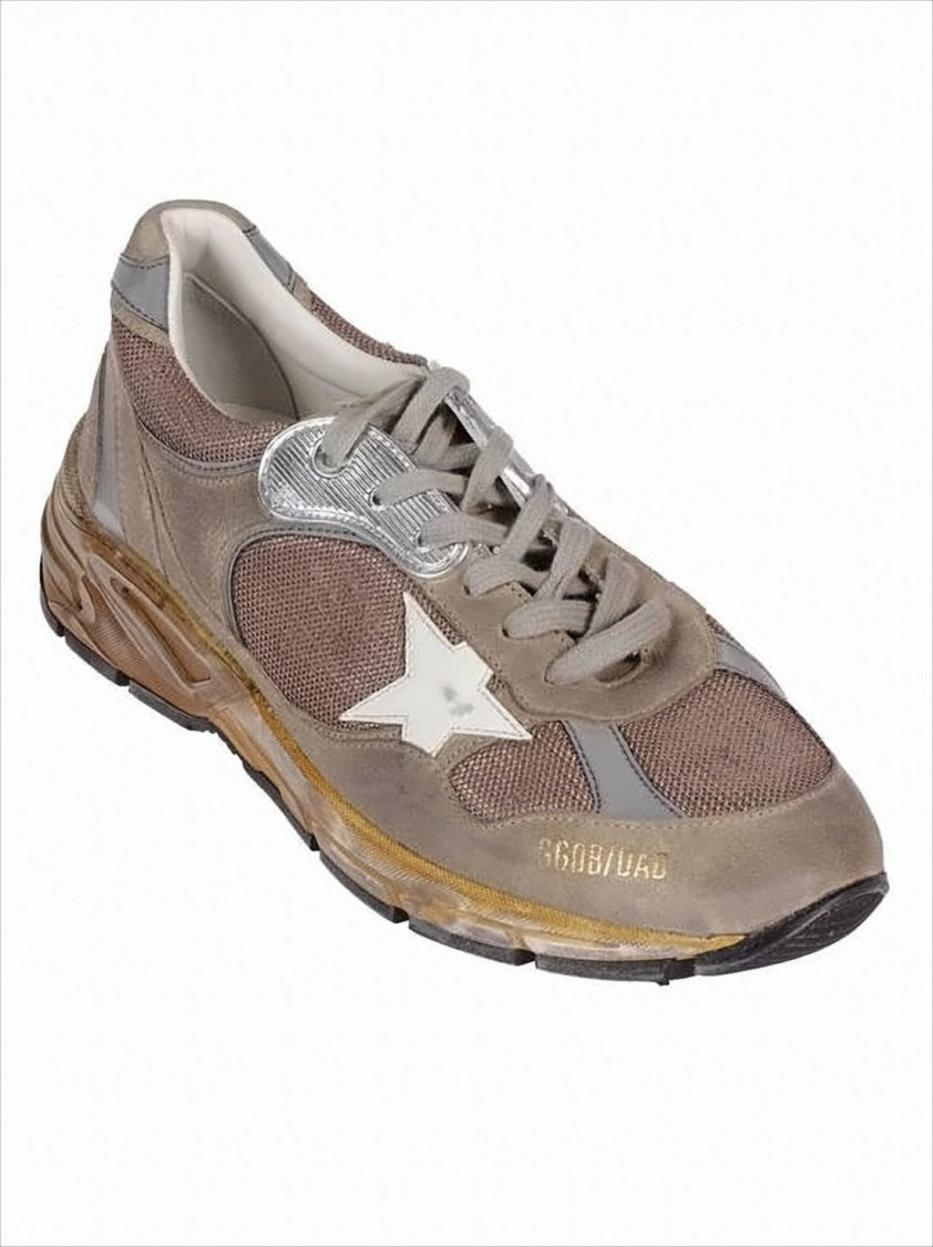 Golden Goose Vintage-Inspired Suede And Mesh Sneakers With Distressed Finish