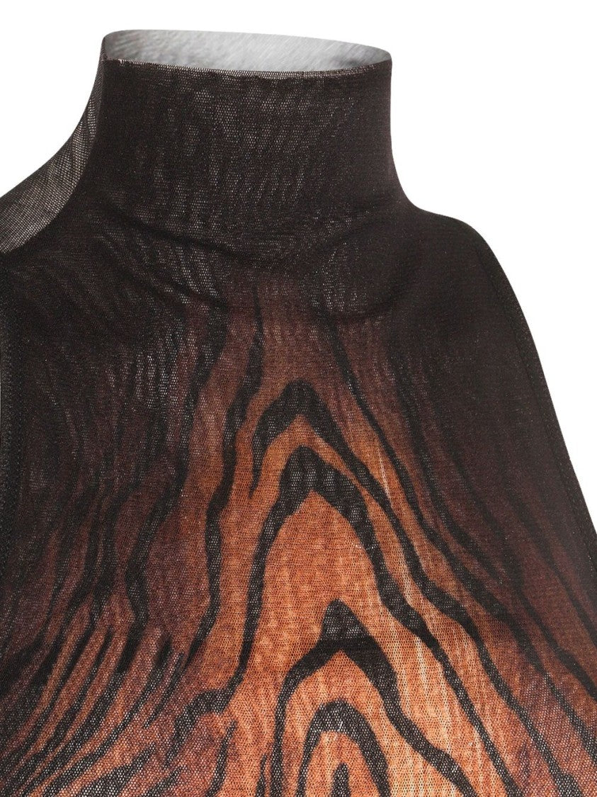 Jean Paul Gaultier Double Layer Printed Wood Long Dress