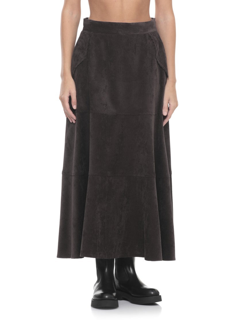 D. Exterior Brown Corduroy Skirt