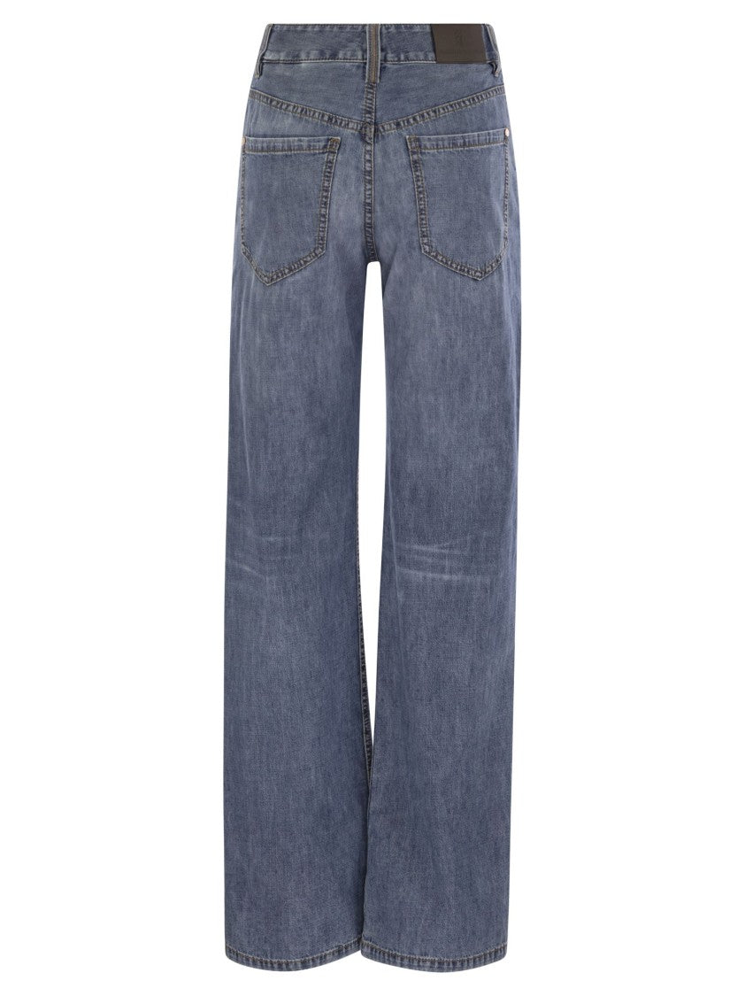 Brunello Cucinelli Contemporary Loose Trousers In Lightweight Denim