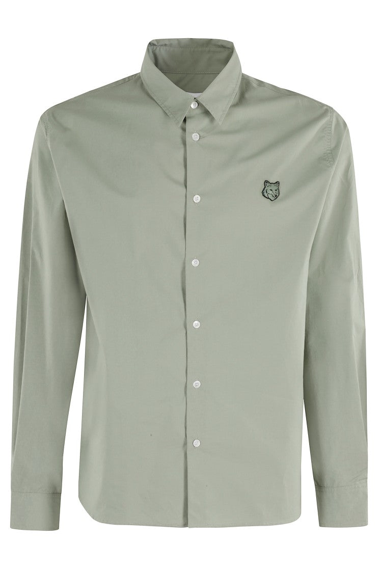 Maison Kitsuné Pointed Collar Relaxed Shirt With Distinctive Fox Patch