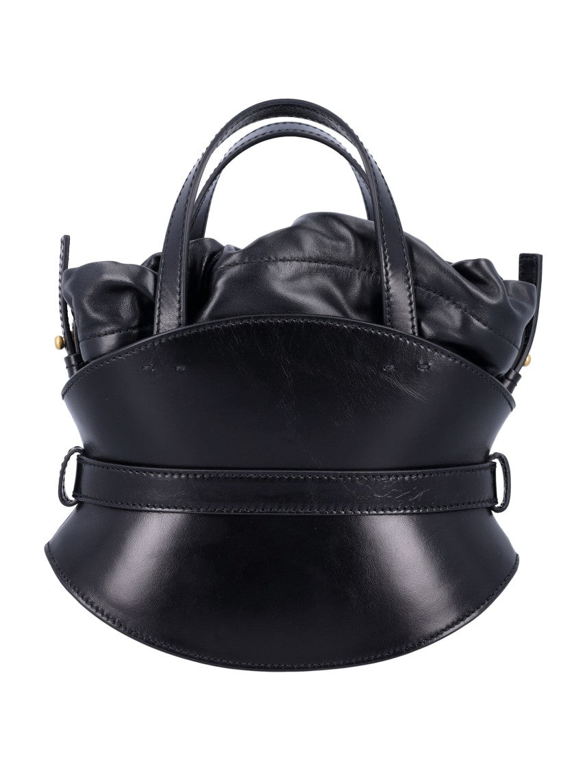 Balmain Mini Handbag With Structured Leather Base