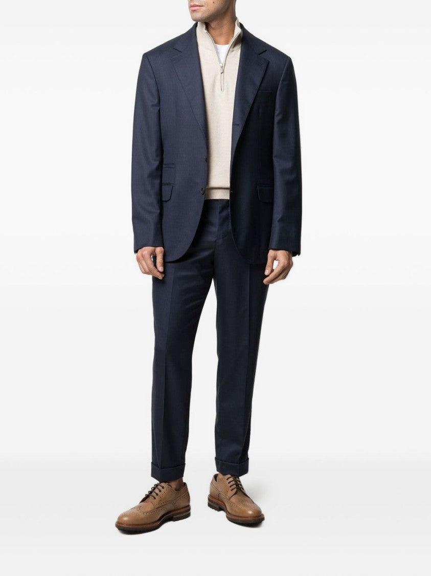 Brunello Cucinelli Half-Zip Neutrals Sweater With Fitted Silhouette