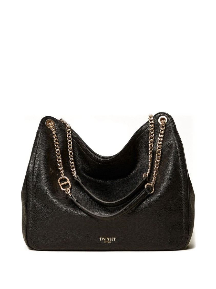 Twin-Set Soft Pebbled Slouchy Handbag With Chain