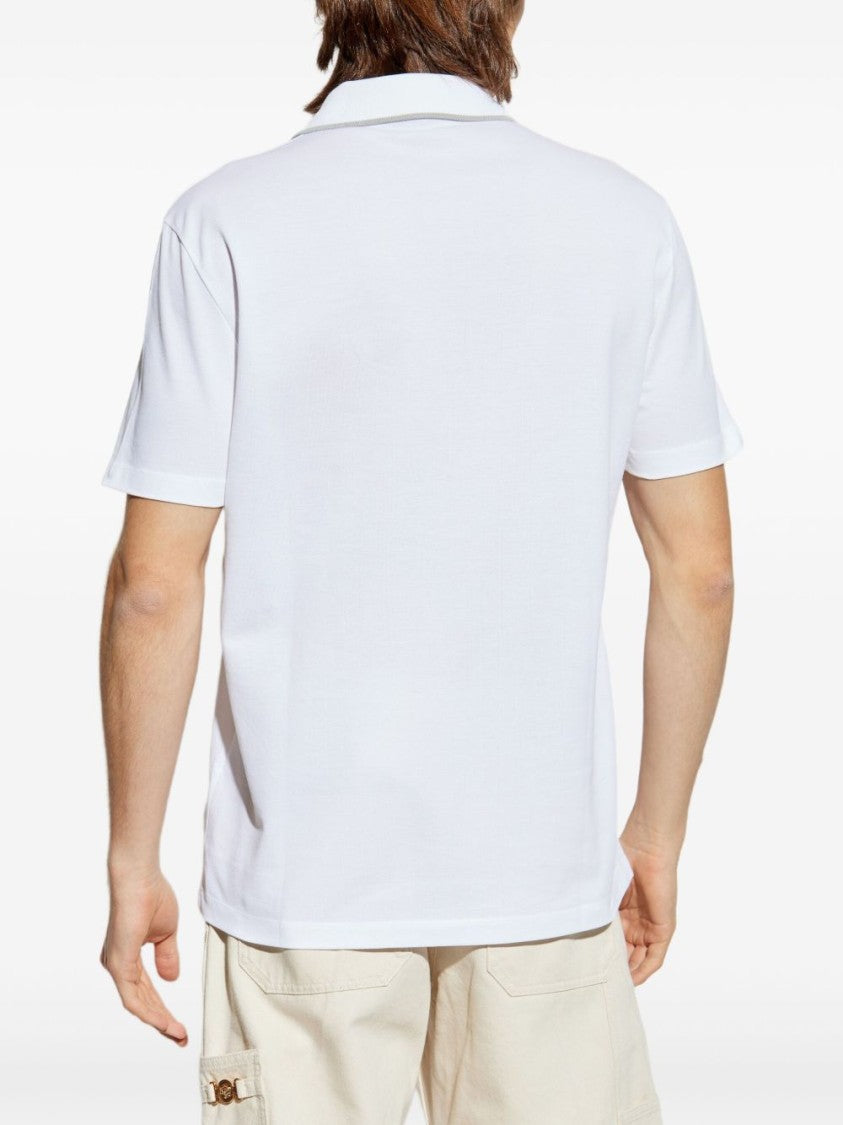 Versace Classic Cotton Polo Shirt With Embroidered Emblem