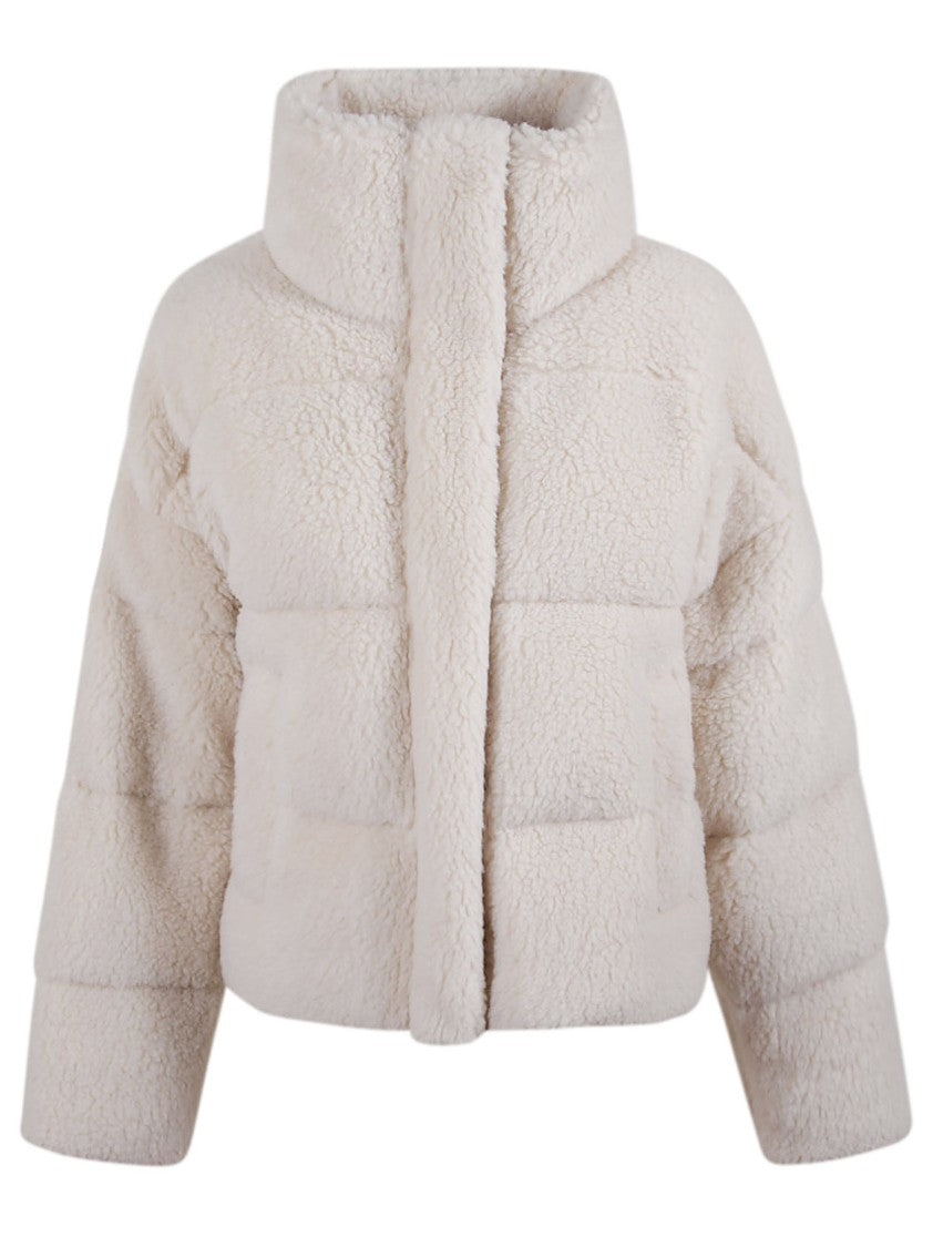 Max Mara Butter-Colored Teddy Bear Jacket With Flap Pockets