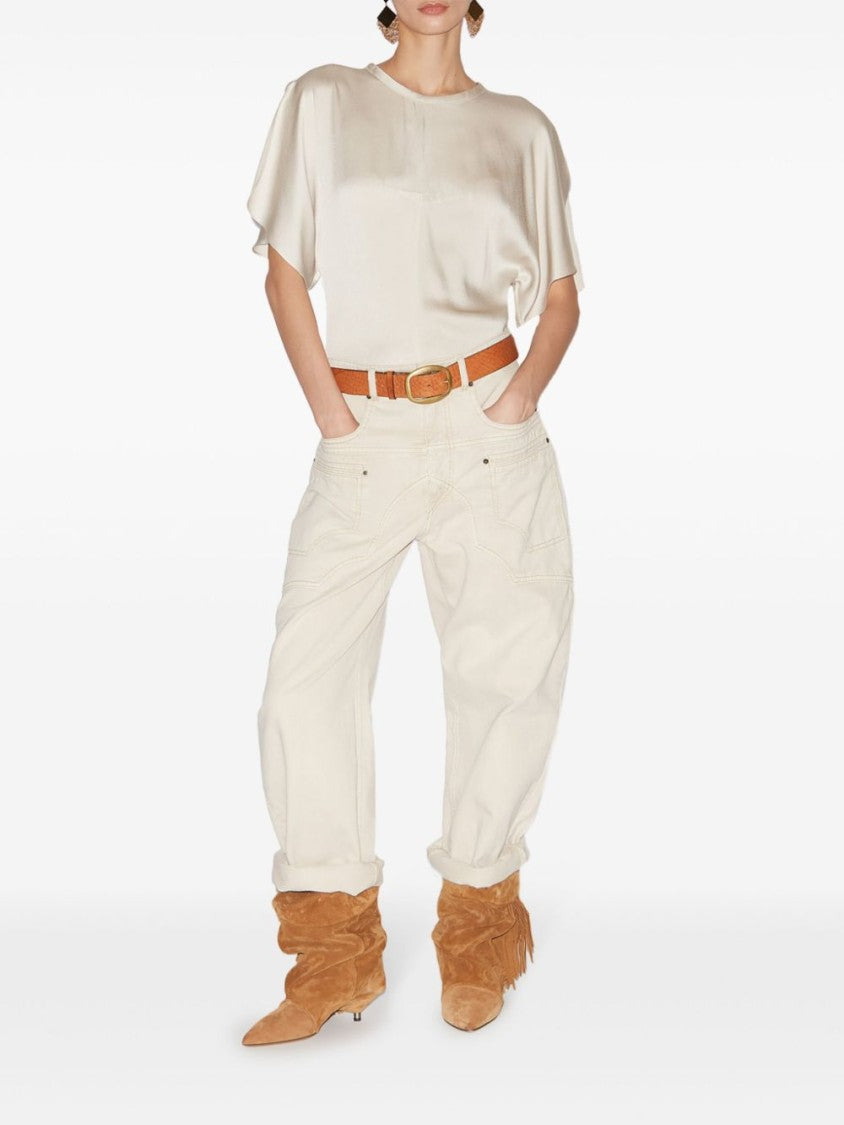 Isabel Marant Cream White Satin-Finish Karlita Blouse