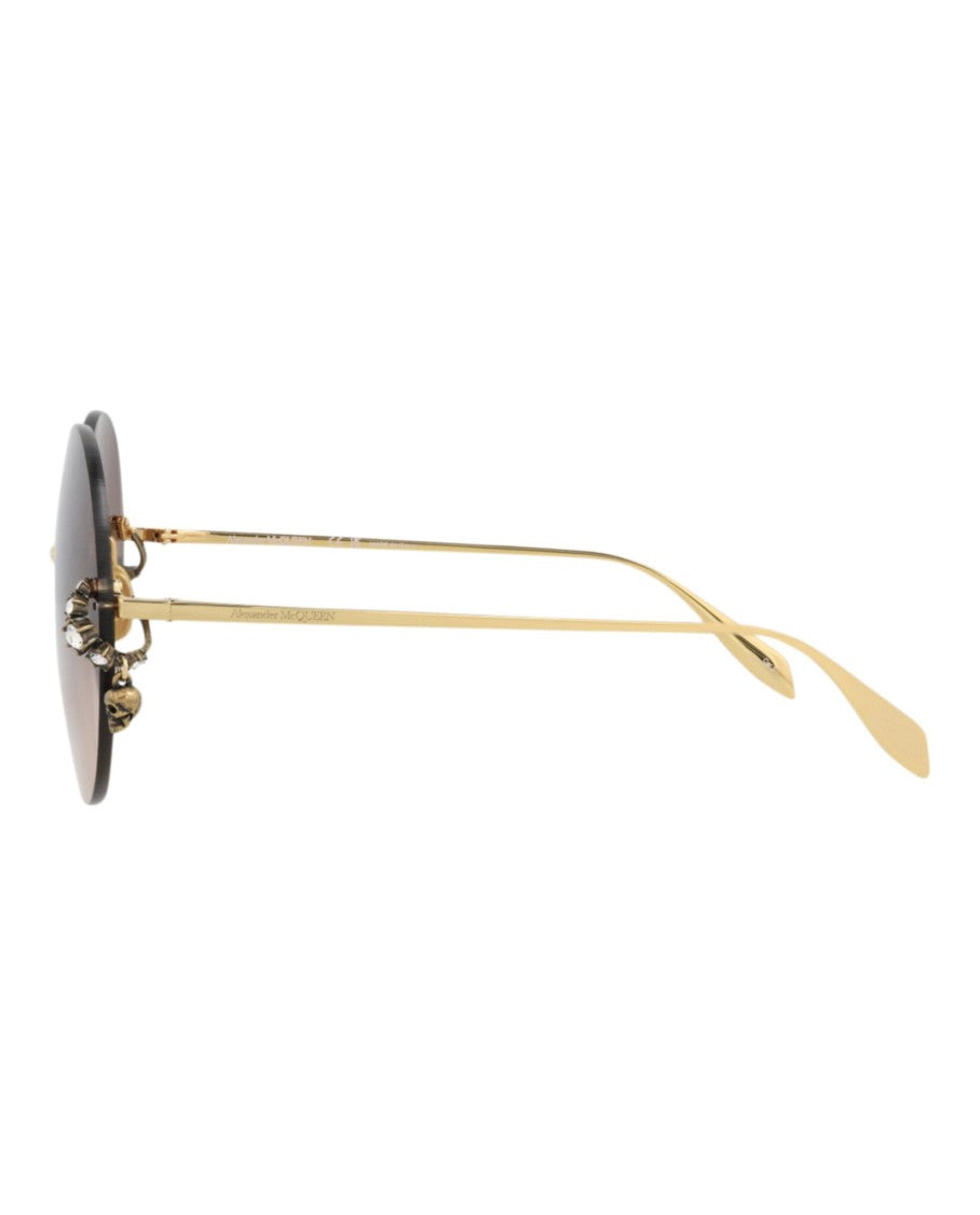Alexander Mcqueen Round-Frame Metal Sunglasses