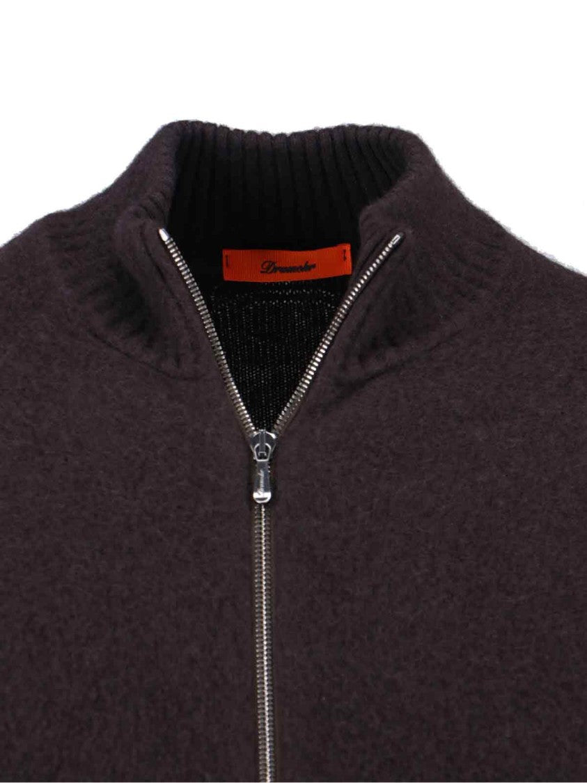 Drumohr Classic Knit Brown Sweater With Ribbed Details
